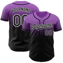Load image into Gallery viewer, Custom Medium Purple Black-White Authentic Fade Fashion Baseball Jersey