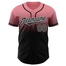 Laden Sie das Bild in den Galerie-Viewer, Custom Medium Pink Black-White Authentic Fade Fashion Baseball Jersey