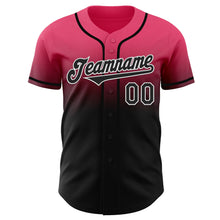 Load image into Gallery viewer, Custom Neon Pink Black-White Authentic Fade Fashion Baseball Jersey