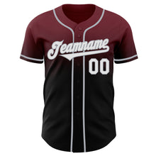 Laden Sie das Bild in den Galerie-Viewer, Custom Burgundy Black-Gray Authentic Fade Fashion Baseball Jersey
