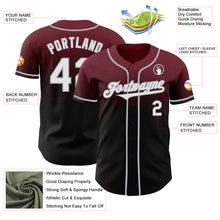 Laden Sie das Bild in den Galerie-Viewer, Custom Burgundy Black-Gray Authentic Fade Fashion Baseball Jersey