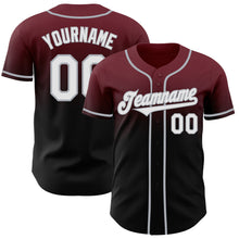 Laden Sie das Bild in den Galerie-Viewer, Custom Burgundy Black-Gray Authentic Fade Fashion Baseball Jersey