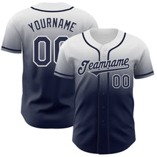 Laden Sie das Bild in den Galerie-Viewer, Custom White Navy Authentic Fade Fashion Baseball Jersey