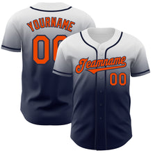 Laden Sie das Bild in den Galerie-Viewer, Custom White Orange-Navy Authentic Fade Fashion Baseball Jersey