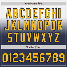 Laden Sie das Bild in den Galerie-Viewer, Custom White Gold-Navy Authentic Fade Fashion Baseball Jersey