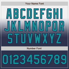 Laden Sie das Bild in den Galerie-Viewer, Custom White Teal-Navy Authentic Fade Fashion Baseball Jersey