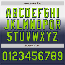 Laden Sie das Bild in den Galerie-Viewer, Custom White Neon Green-Navy Authentic Fade Fashion Baseball Jersey