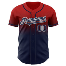Laden Sie das Bild in den Galerie-Viewer, Custom Red Navy-White Authentic Fade Fashion Baseball Jersey