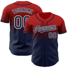 Laden Sie das Bild in den Galerie-Viewer, Custom Red Navy-White Authentic Fade Fashion Baseball Jersey