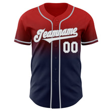 Laden Sie das Bild in den Galerie-Viewer, Custom Red Navy-Gray Authentic Fade Fashion Baseball Jersey