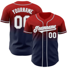 Laden Sie das Bild in den Galerie-Viewer, Custom Red Navy-Gray Authentic Fade Fashion Baseball Jersey