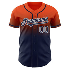 Laden Sie das Bild in den Galerie-Viewer, Custom Orange Navy-White Authentic Fade Fashion Baseball Jersey