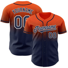 Laden Sie das Bild in den Galerie-Viewer, Custom Orange Navy-White Authentic Fade Fashion Baseball Jersey