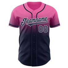 Laden Sie das Bild in den Galerie-Viewer, Custom Pink Navy-White Authentic Fade Fashion Baseball Jersey