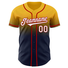 Laden Sie das Bild in den Galerie-Viewer, Custom Gold Navy-Red Authentic Fade Fashion Baseball Jersey