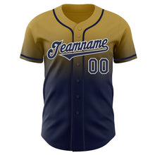 Laden Sie das Bild in den Galerie-Viewer, Custom Old Gold Navy-White Authentic Fade Fashion Baseball Jersey