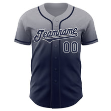 Laden Sie das Bild in den Galerie-Viewer, Custom Gray Navy-White Authentic Fade Fashion Baseball Jersey
