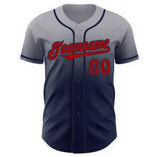 Laden Sie das Bild in den Galerie-Viewer, Custom Gray Red-Navy Authentic Fade Fashion Baseball Jersey