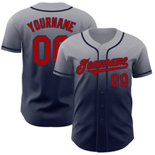 Laden Sie das Bild in den Galerie-Viewer, Custom Gray Red-Navy Authentic Fade Fashion Baseball Jersey