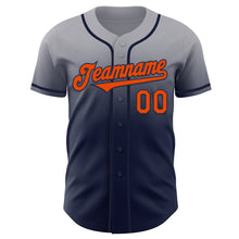 Laden Sie das Bild in den Galerie-Viewer, Custom Gray Orange-Navy Authentic Fade Fashion Baseball Jersey