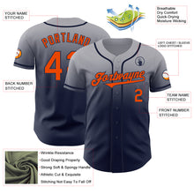 Laden Sie das Bild in den Galerie-Viewer, Custom Gray Orange-Navy Authentic Fade Fashion Baseball Jersey
