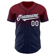 Laden Sie das Bild in den Galerie-Viewer, Custom Crimson White-Navy Authentic Fade Fashion Baseball Jersey