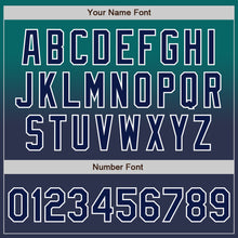 Charger l'image dans la galerie, Custom Teal Navy-White Authentic Fade Fashion Baseball Jersey