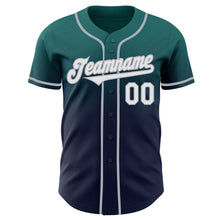 Charger l'image dans la galerie, Custom Teal Navy-Gray Authentic Fade Fashion Baseball Jersey