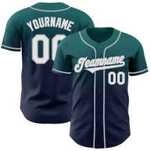 Charger l'image dans la galerie, Custom Teal Navy-Gray Authentic Fade Fashion Baseball Jersey