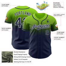 Laden Sie das Bild in den Galerie-Viewer, Custom Neon Green Navy-White Authentic Fade Fashion Baseball Jersey