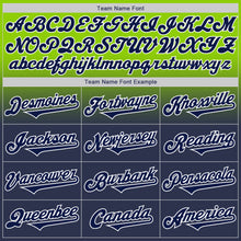 Laden Sie das Bild in den Galerie-Viewer, Custom Neon Green Navy-White Authentic Fade Fashion Baseball Jersey