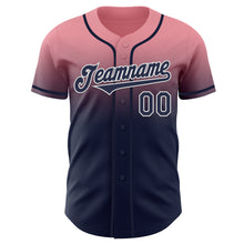 Laden Sie das Bild in den Galerie-Viewer, Custom Medium Pink Navy-White Authentic Fade Fashion Baseball Jersey