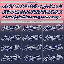 Laden Sie das Bild in den Galerie-Viewer, Custom Medium Pink Navy-White Authentic Fade Fashion Baseball Jersey