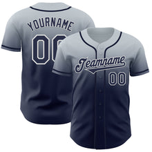 Laden Sie das Bild in den Galerie-Viewer, Custom Silver Navy-White Authentic Fade Fashion Baseball Jersey