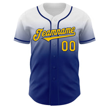 Charger l'image dans la galerie, Custom White Yellow-Royal Authentic Fade Fashion Baseball Jersey