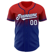Charger l'image dans la galerie, Custom Red White-Royal Authentic Fade Fashion Baseball Jersey