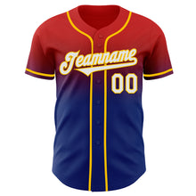 Charger l'image dans la galerie, Custom Red White Royal-Yellow Authentic Fade Fashion Baseball Jersey