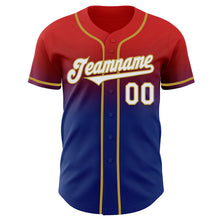 Charger l'image dans la galerie, Custom Red White Royal-Old Gold Authentic Fade Fashion Baseball Jersey