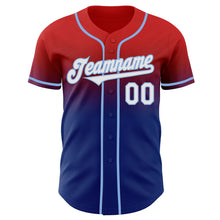 Charger l'image dans la galerie, Custom Red White Royal-Light Blue Authentic Fade Fashion Baseball Jersey