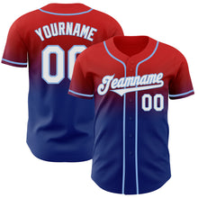 Charger l'image dans la galerie, Custom Red White Royal-Light Blue Authentic Fade Fashion Baseball Jersey