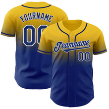 Charger l'image dans la galerie, Custom Yellow Royal-White Authentic Fade Fashion Baseball Jersey