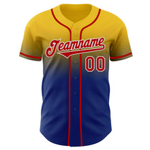 Charger l'image dans la galerie, Custom Yellow Red Royal-White Authentic Fade Fashion Baseball Jersey