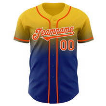 Charger l'image dans la galerie, Custom Yellow Orange Royal-White Authentic Fade Fashion Baseball Jersey