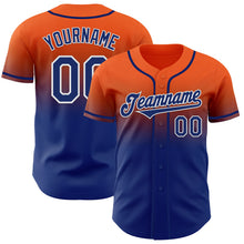Charger l'image dans la galerie, Custom Orange Royal-White Authentic Fade Fashion Baseball Jersey