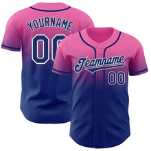 Charger l'image dans la galerie, Custom Pink Royal-White Authentic Fade Fashion Baseball Jersey