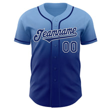 Charger l'image dans la galerie, Custom Light Blue Royal-White Authentic Fade Fashion Baseball Jersey