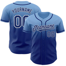 Charger l'image dans la galerie, Custom Light Blue Royal-White Authentic Fade Fashion Baseball Jersey