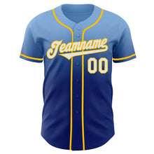 Charger l'image dans la galerie, Custom Light Blue White Royal-Yellow Authentic Fade Fashion Baseball Jersey