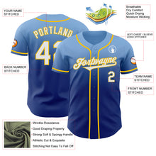 Charger l'image dans la galerie, Custom Light Blue White Royal-Yellow Authentic Fade Fashion Baseball Jersey