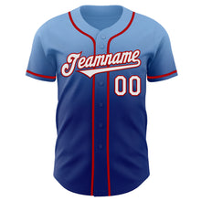 Charger l'image dans la galerie, Custom Light Blue White Royal-Red Authentic Fade Fashion Baseball Jersey